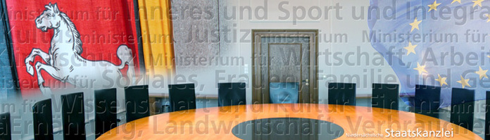 Niedersächsische Staatskanzlei, Kabinettstisch © grafolux & eye-server