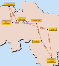 Route der Sommerreise 2018