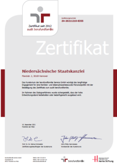 Zertifikat audit berufundfamilie