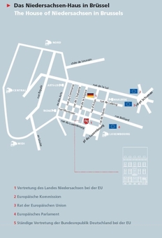 Lageplan des Niedersachsen-Hauses in Brüssel