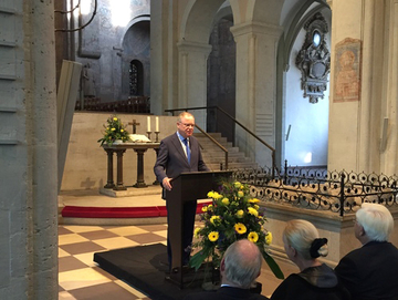 Ministerpräsident Stephan Weil hält die Eröffnungsrede bei der Landesausstellung Saxones in Braunschweig (September 2019)