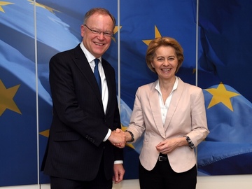 Auf seiner Reise nach Brüssel trifft Ministerpräsident Stephan Weil unter anderem auch die EU-Kommissionspräsidentin Ursula von der Leyen (Februar 2020)