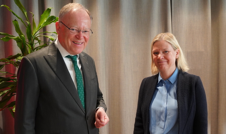 Ministerpräsident Stephan Weil mit der schwedischen Ministerpräsidentin Magdalena Andersson