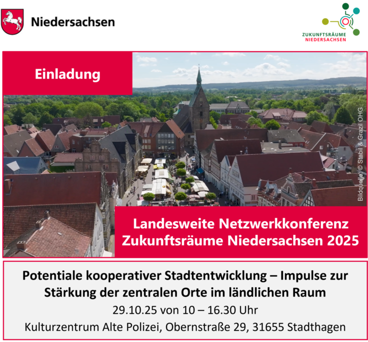 Einladung zur landesweiten Netzwerkkonferenz Zukunfsträume Niedersachsen 2025 am 29.10.2025 in Stadthagen.