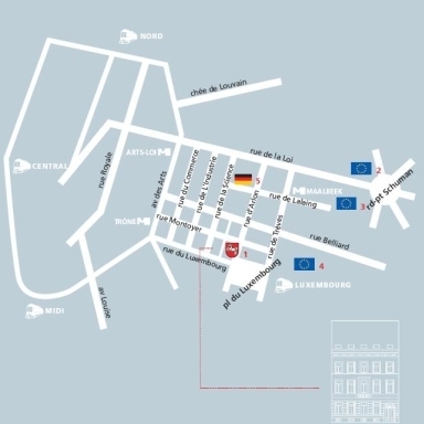 Lageplan des Niedersachsen-Hauses in Brüssel
